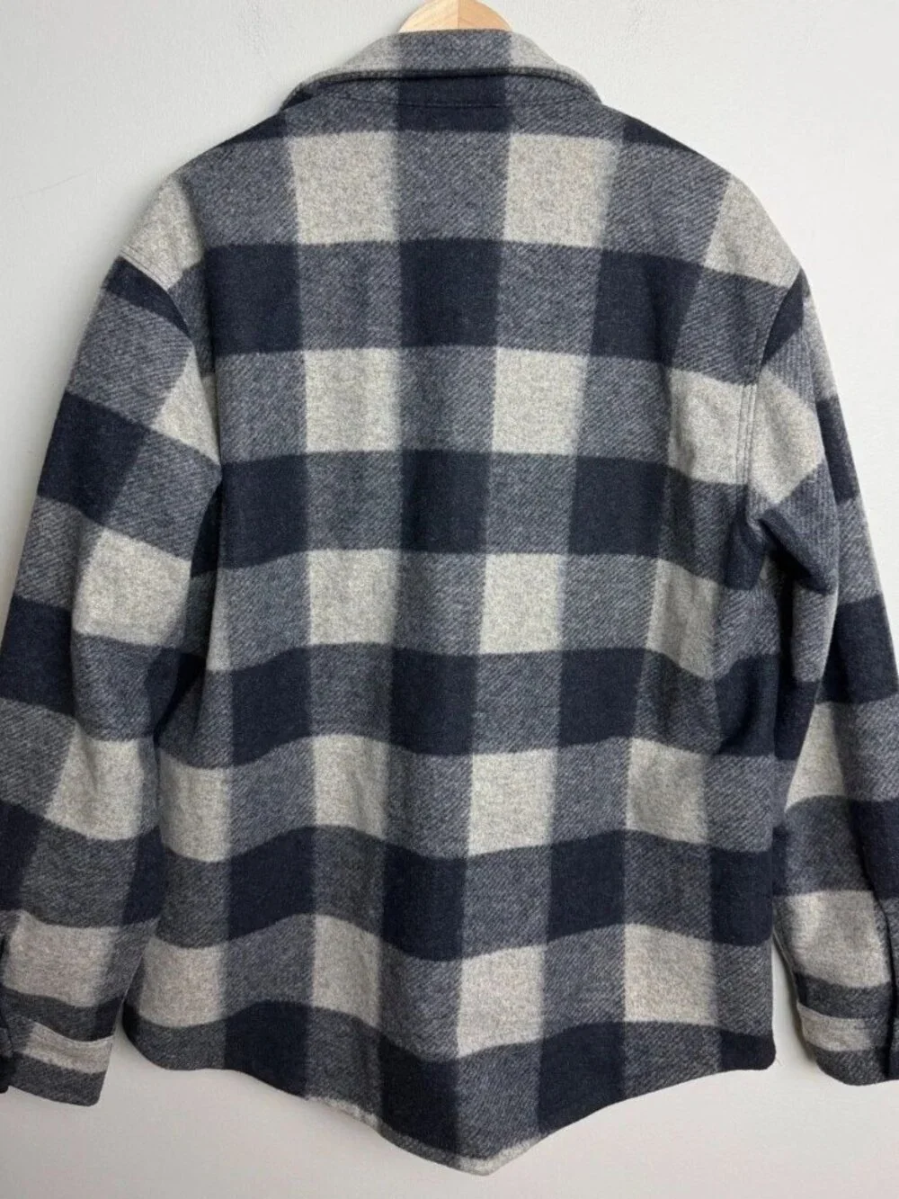 Banana Republic Buffalo Plaid Shirt Jacket Navy Gray Lined Shacket Size Large